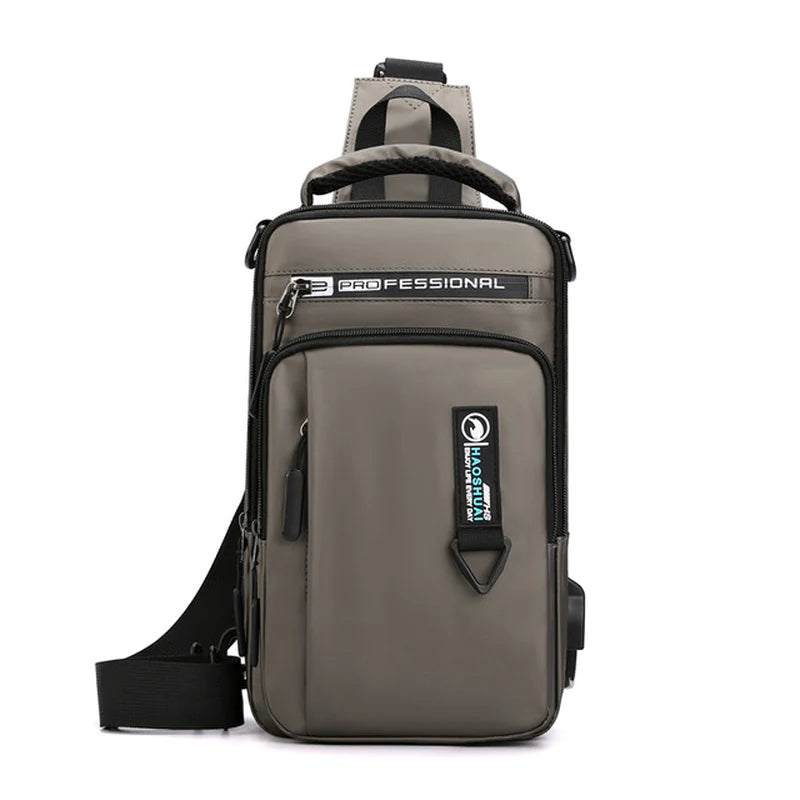 Men Nylon Crossbody Bag with USB Charging Port Multifunction Outdoor Travel Waterproof Daypack Male Casual Messenger Chest Bags