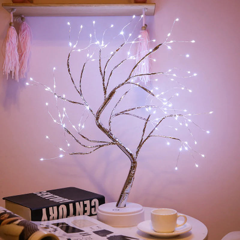 LED Night Light Mini Christmas Tree Copper Wire Garland Lamp for Kids Home Bedroom Decoration Decor Fairy Light Holiday Lighting