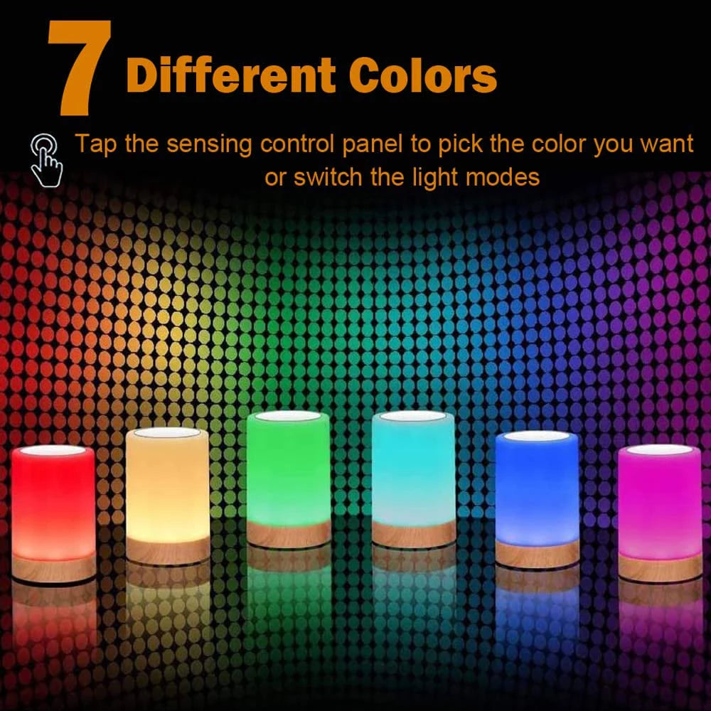 Night Light Touch Sensor Lamp Bedside Table Lamp for Kids Bedroom Rechargeable Dimmable Warm White Light RGB Color Changing