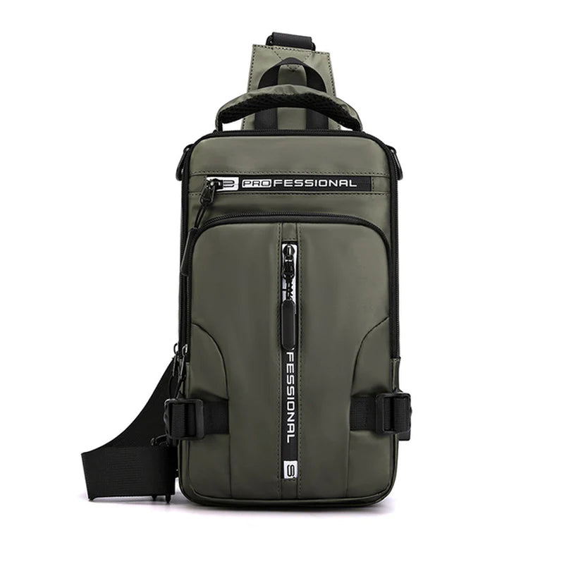 Men Nylon Crossbody Bag with USB Charging Port Multifunction Outdoor Travel Waterproof Daypack Male Casual Messenger Chest Bags