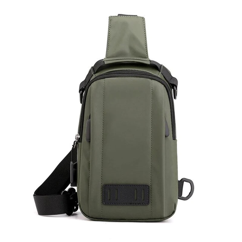 Men Nylon Crossbody Bag with USB Charging Port Multifunction Outdoor Travel Waterproof Daypack Male Casual Messenger Chest Bags