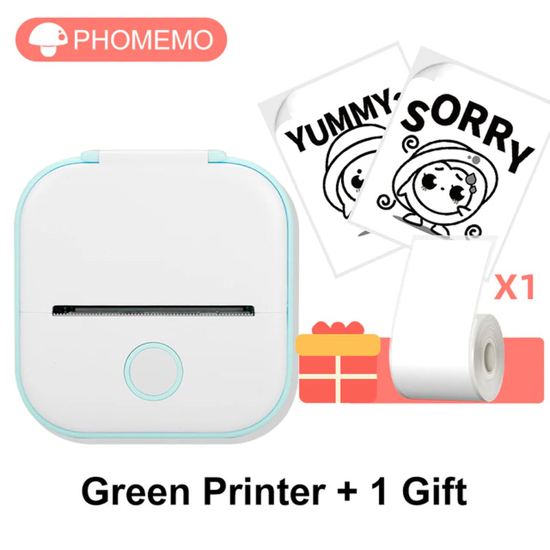 Phomemo T02 Wireless Pocket Thermal Printer Portable Mini Wirelessly BT Connect 203Dpi Photo Label Memo List Printing Clearly